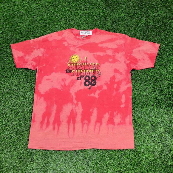 Vintage 1988 Funny Summer Tie-Dye Shirt Large 21x26 Crop USA - Picture 1 of 14